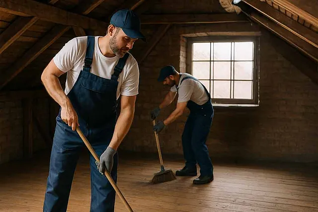 Nach der Entrümpelung wird der Dachboden gefegt